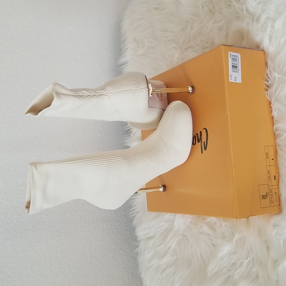 Chase + Chloe Cream Ankle Boots